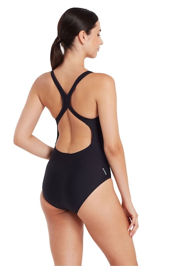 Zoggs Cottesloe Flyback Ecolast Black Swimsuit One piece