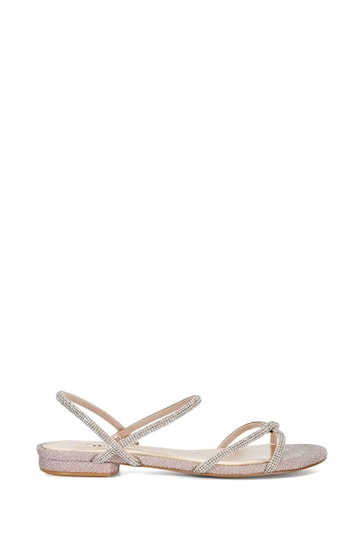 Dune London Natural Wide Fit Nightengale Embellished Flat Sandals