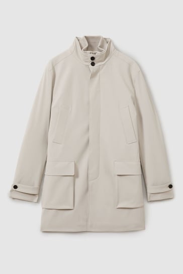 Reiss Stone Player Hybrid Removable Funnel Neck Overcoat