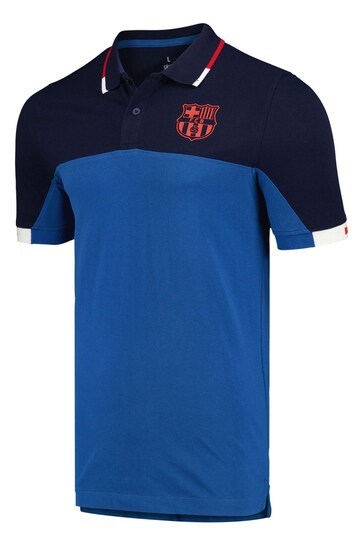 Fanatics Blue Barcelona Colour Block Polo Shirt