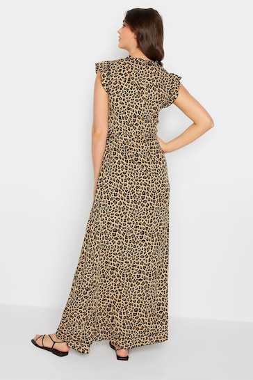 Long Tall Sally Brown Animal Print Frill Sleeve Maxi Dress