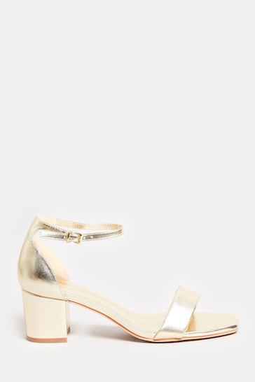 Long Tall Sally Gold Faux Leather Block Heel Sandals