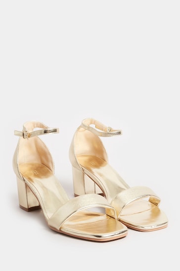 Long Tall Sally Gold Faux Leather Block Heel Sandals
