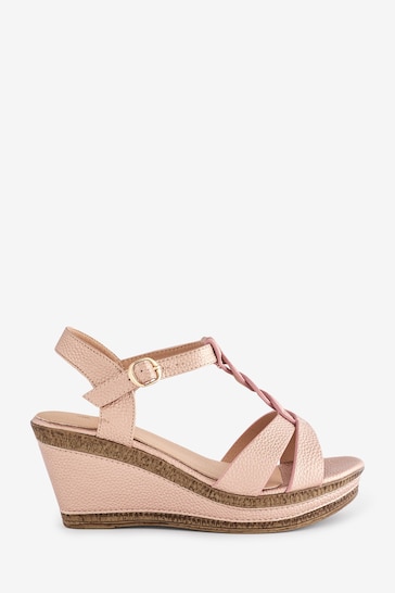 Yours Curve Gold Extra Wide Fit Cross Strap Wedges Heels