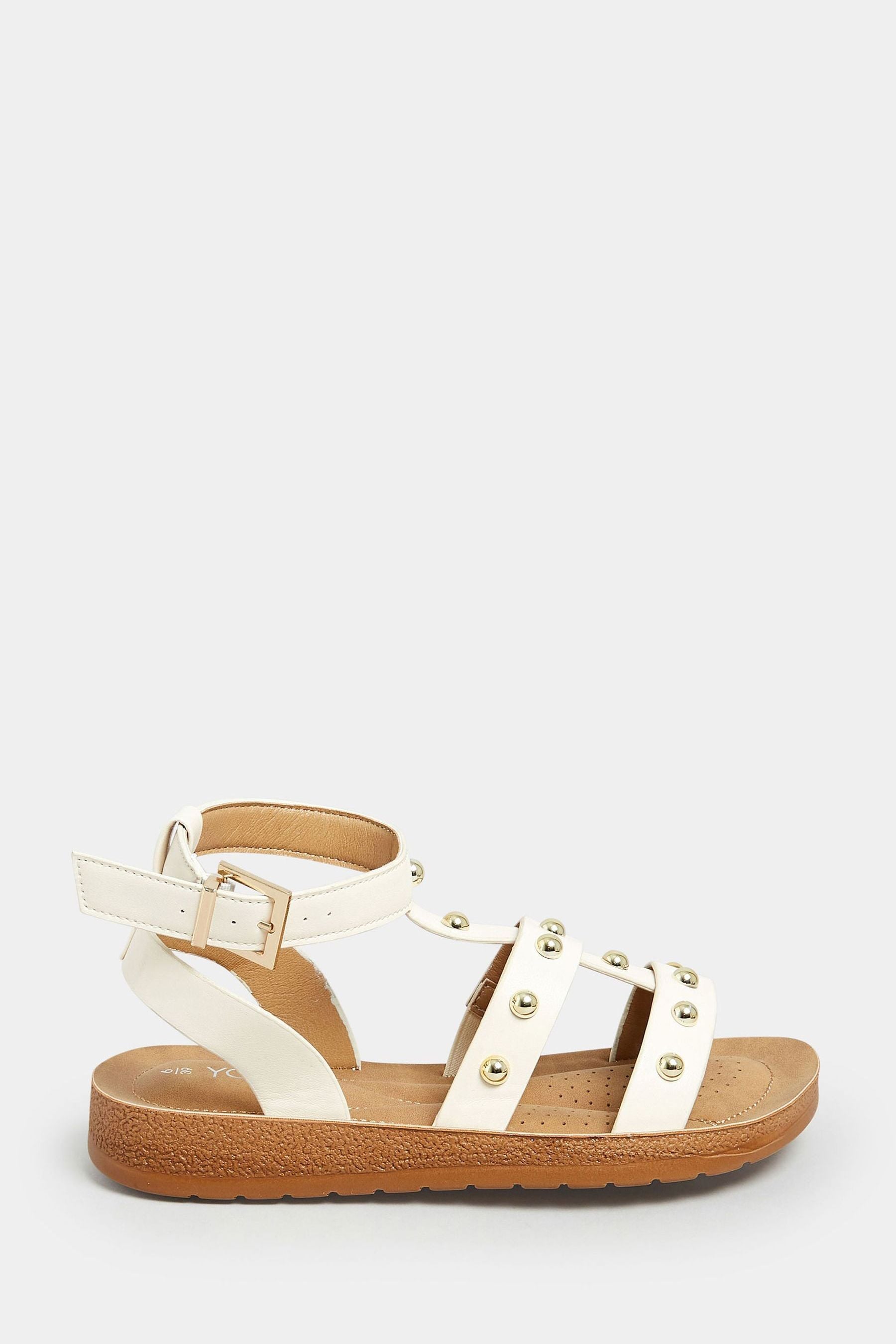 Buy Yours Curve White Extra Wide Fit Studded Gladiator Sandals from the Next UK online shop