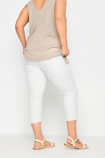 Yours Curve White Cropped Jenny Stretch Jeggings