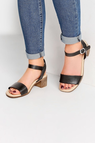 Yours Curve Black Extra Wide Fit Strappy Low Heel Sandals