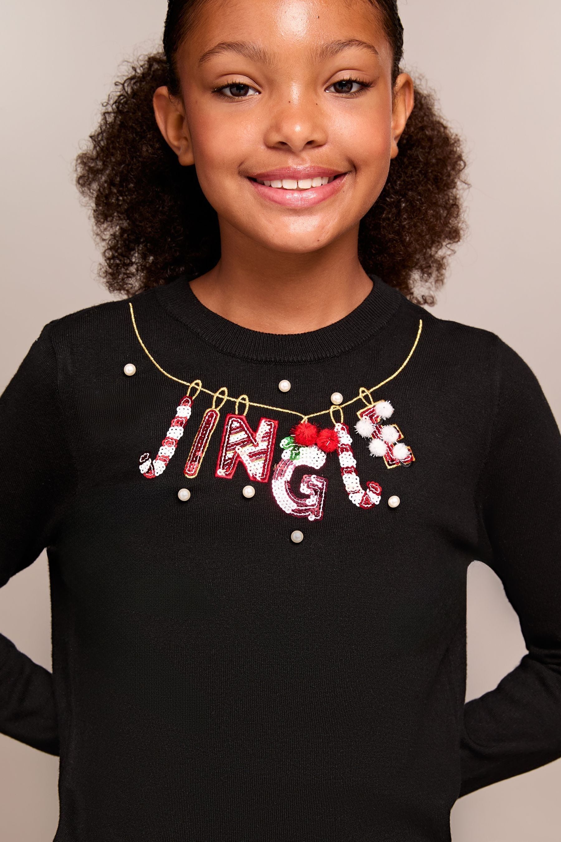 Buy Lipsy Black Jingle Knitted Christmas Jumper 5 16yrs from the Next UK online shop