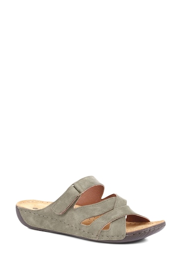 Pavers Green Ladies Touch Fasten Mules