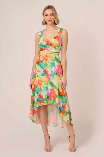 Adrianna Papell Multi Printed Hi-Low Dress