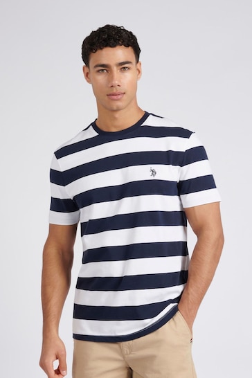 U.S. Polo Assn. Mens Regular Fit Blue Classic Stripe T-Shirt