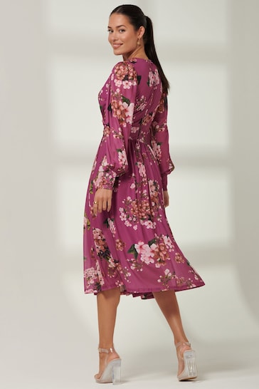 Jolie Moi Purple Long sleeve Floral Print Dress
