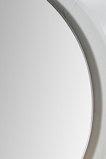 Pacific Brushed Silver Slim Frame Round Wall Mirror Medium