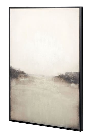 Pacific Monochrome Abstract Canvas with Black Frame