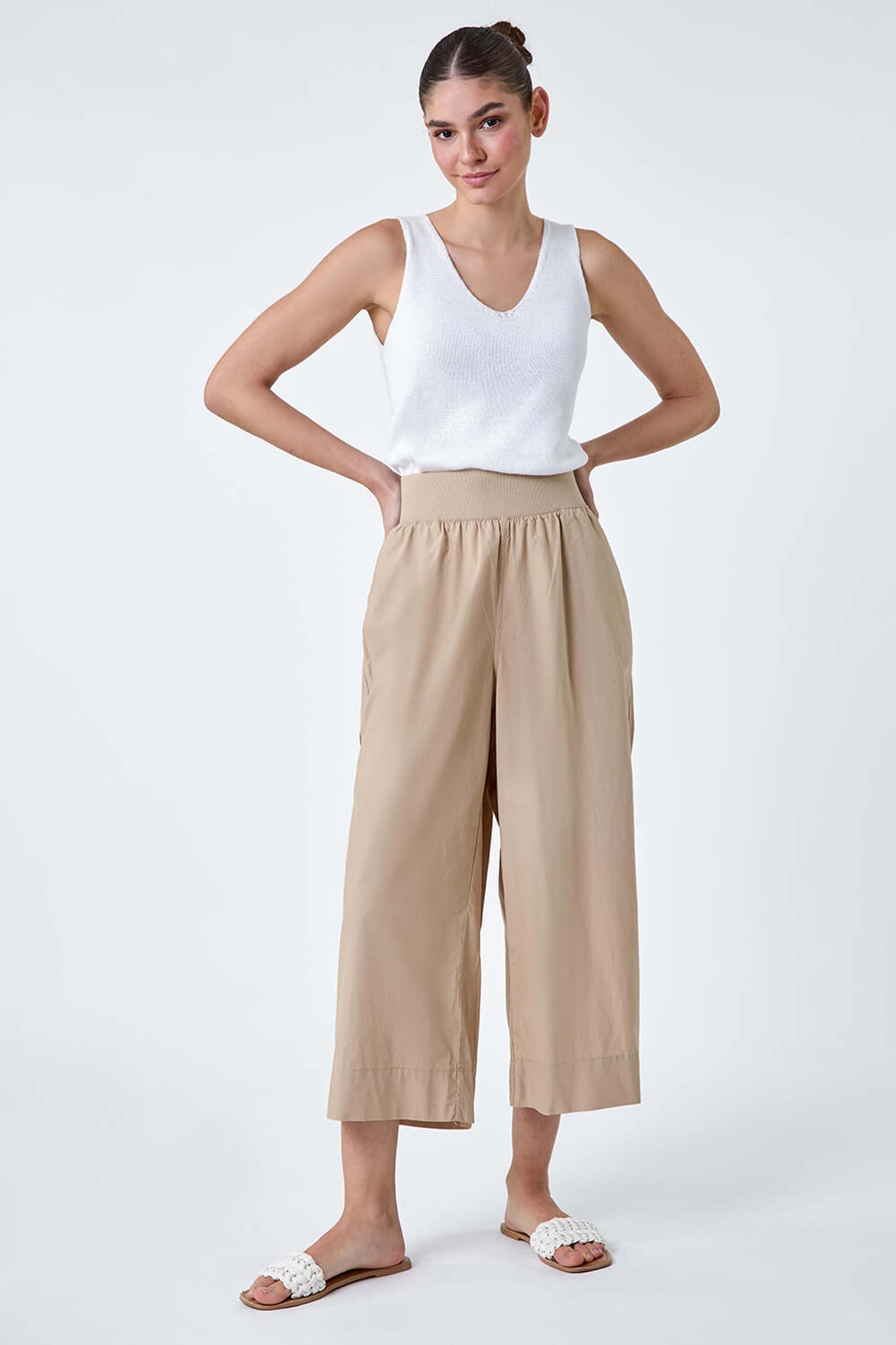 Buy Roman Natural Wide Leg Cotton Culottes from the Next UK online shop