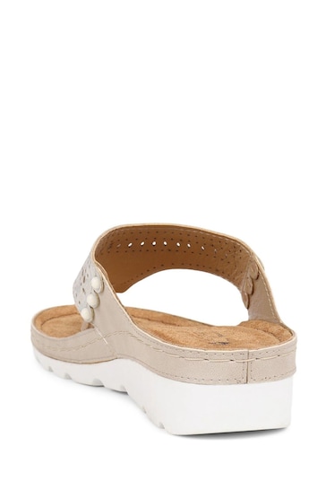 Pavers Natural Leather T Bar Sandals