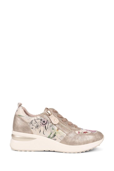 Pavers Gold Floral Accent Cushioned Sole Trainers