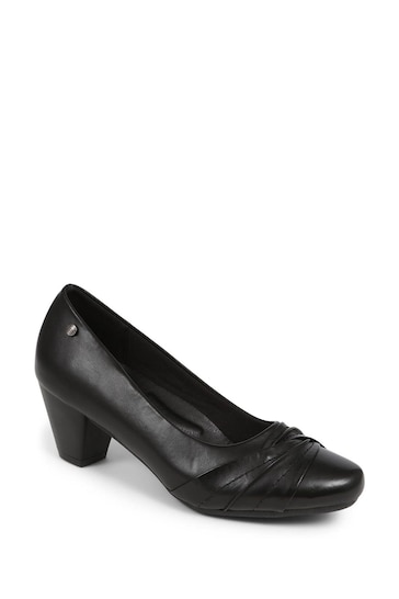 Pavers Low Heeled Court Black Shoes