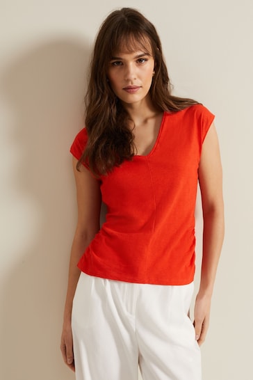 Phase Eight Red Jenny V-Neck Ruched Top