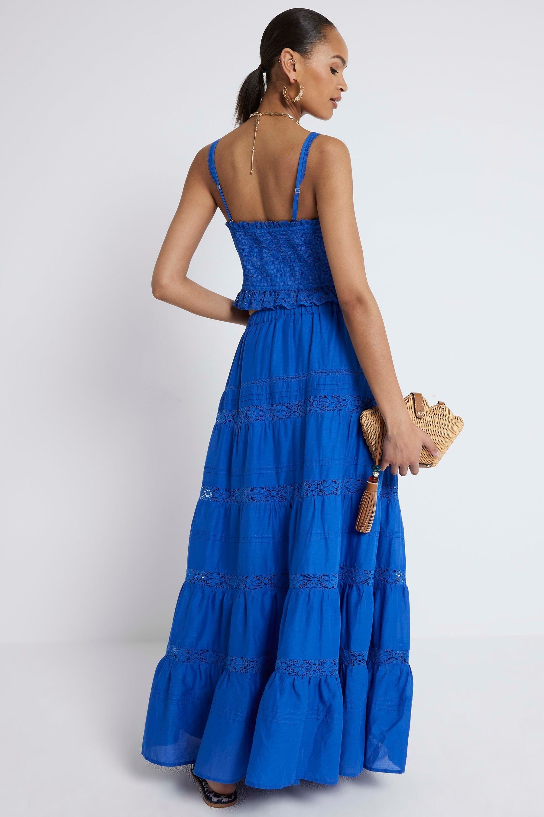 Blue velvet skirt river island deals