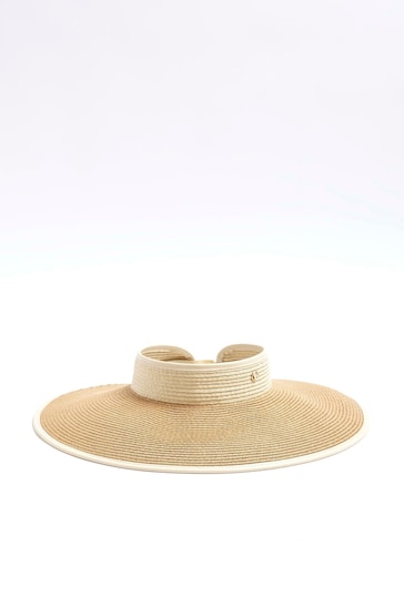 River Island Brown Sparkly Straw Visor Hat