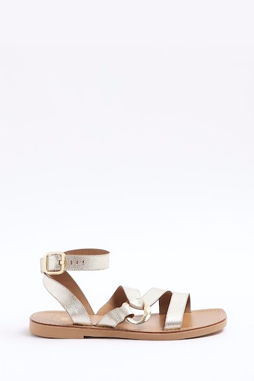 River Island Gold Ring Detail Gladiator Sandals