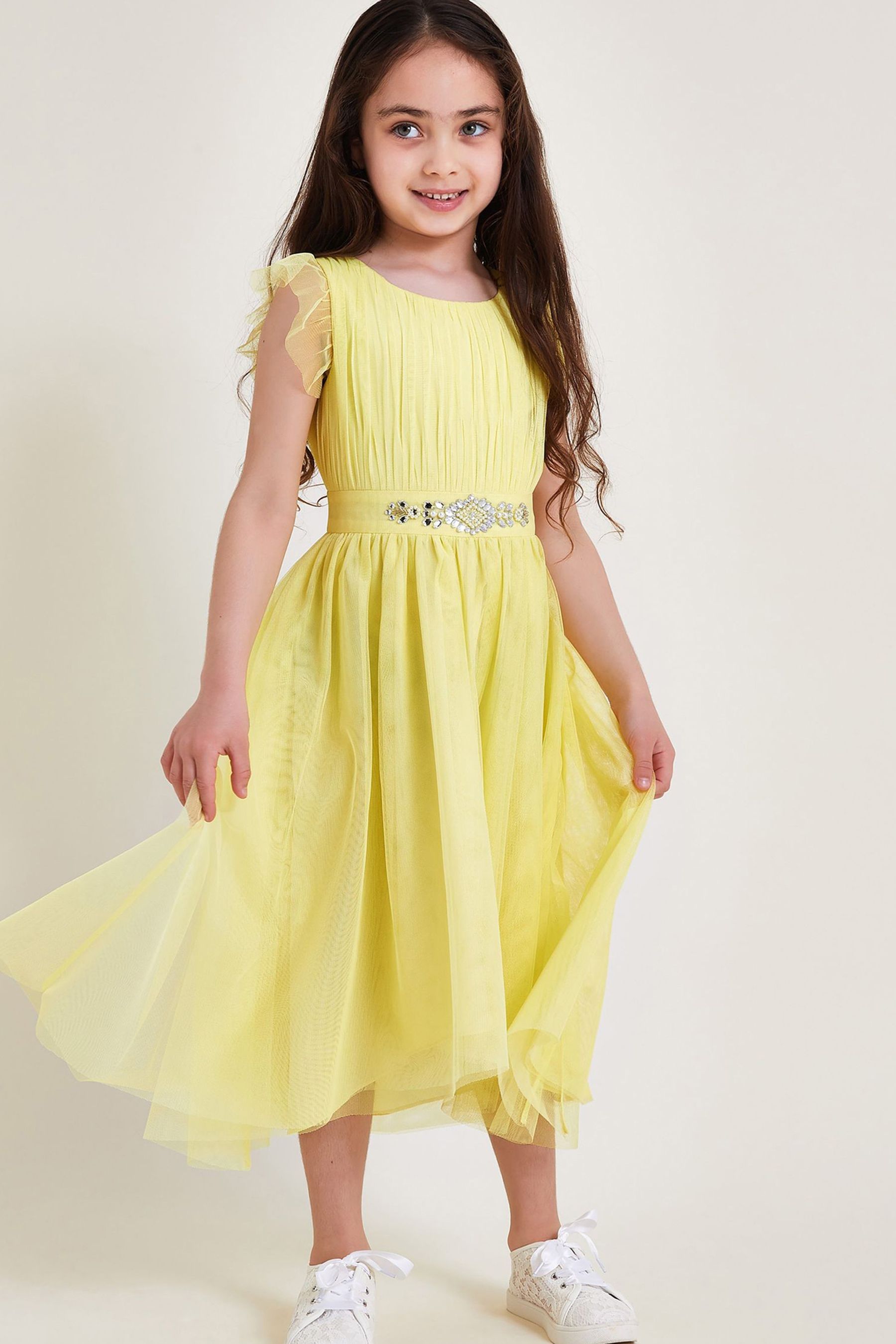Monsoon Yellow Penelope Belt Dress