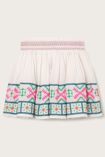 Monsoon White Embroidered Hem Skirt
