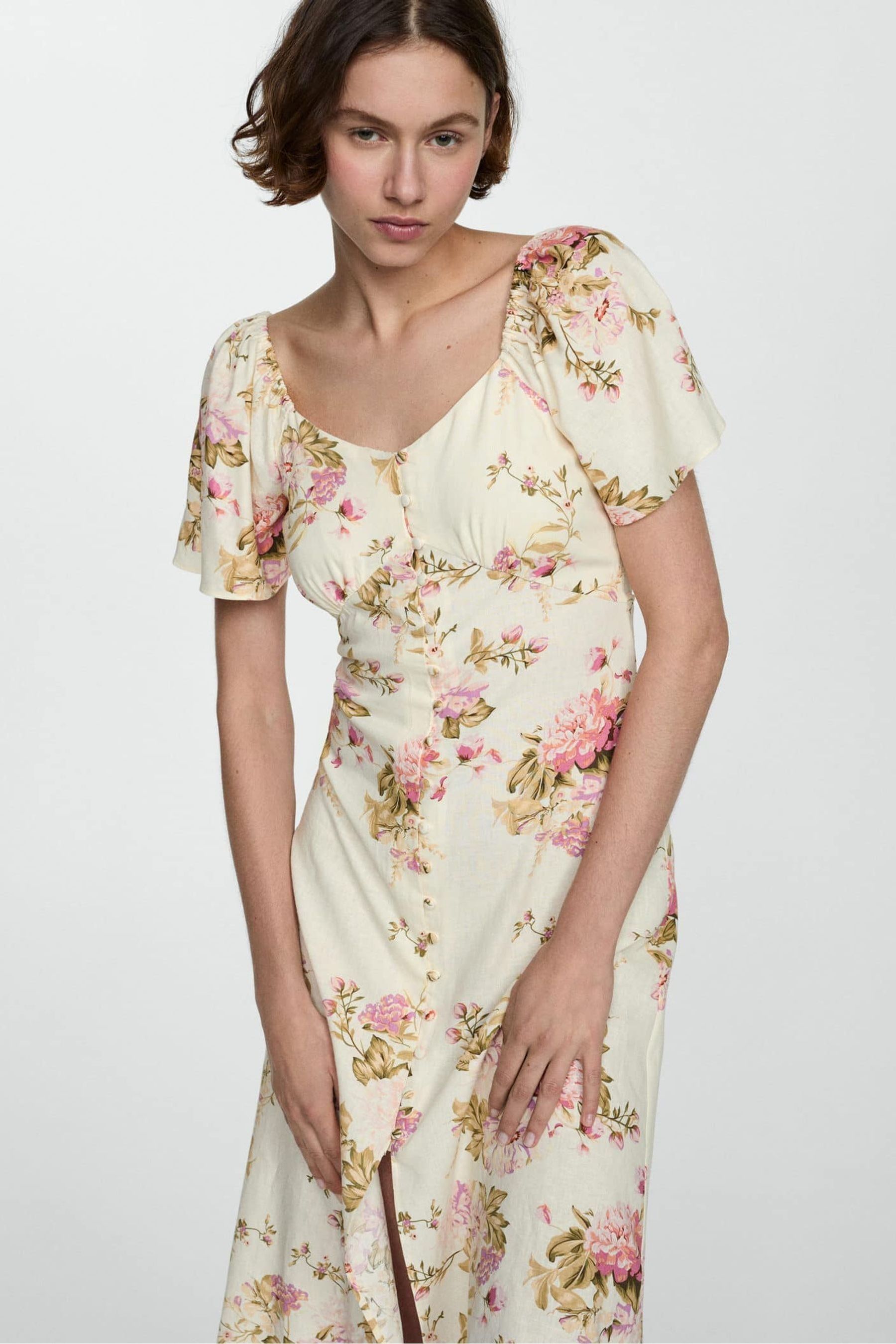 Mango linen blend midi dress hot sale