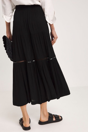JD Williams Black Crinkle Midi Skirt