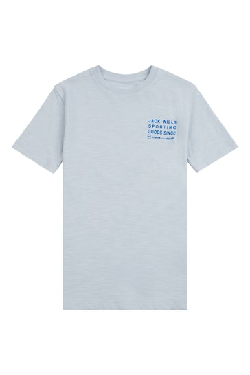 Jack Wills Boys Blue Distort Slub T-Shirt