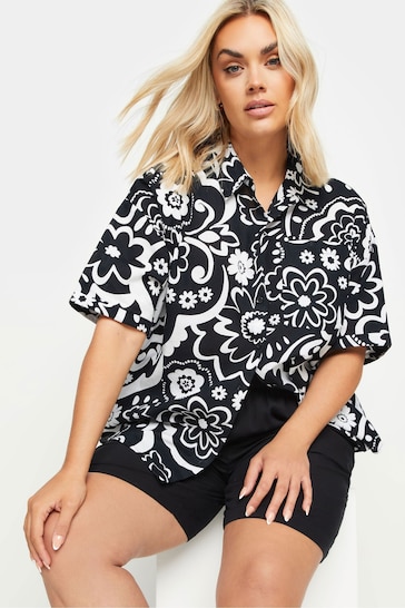 Yours Curve Black Limited Collection Abstract Print Shirt