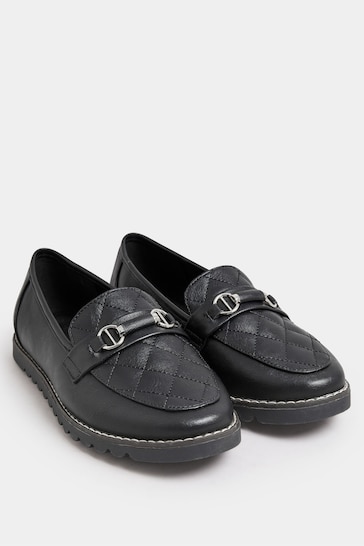 Yours Curve Black Extra Wide Fit Quilted Loafers