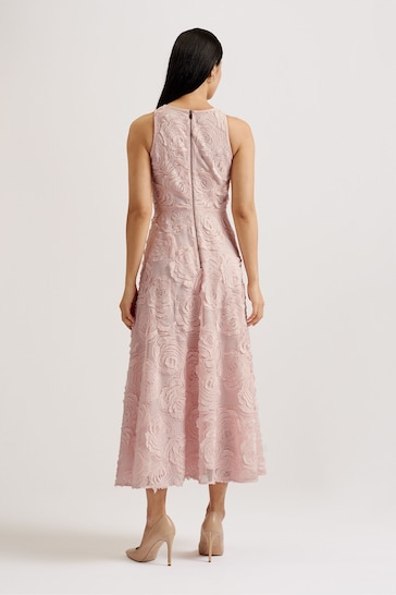 Ted Baker Pink Ullaa Sleeveless Midi Dress With Contrast Detail