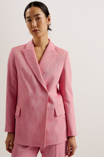 Ted Baker Pink Hiroko Oversized Double Breasted Blazer Coat