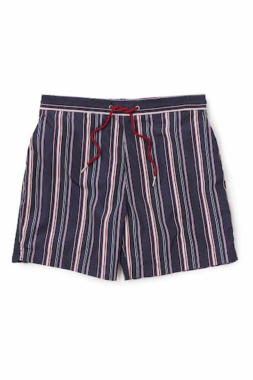 The Savile Row Company Natural Striped Recycled Swim Shorts