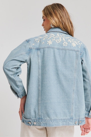 Simply Be Blue Western Embroidered Jacket