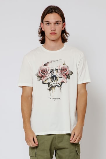 Religion White Roses Skull T-Shirt