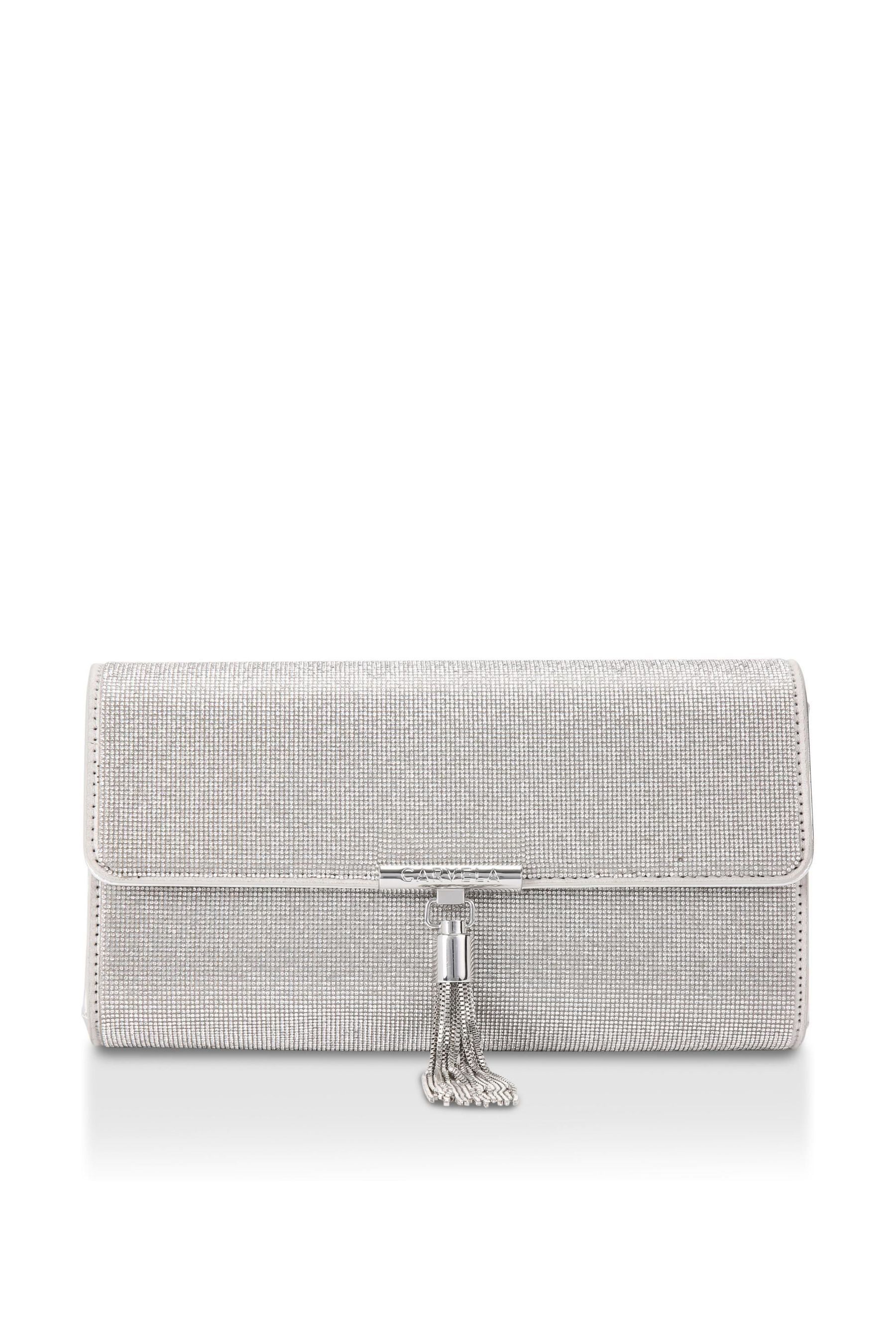 Carvela silver clutch bag sales