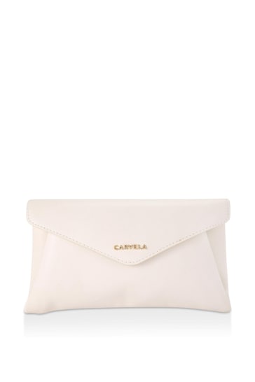 Carvela Cream Megan Envelope Clutch Bag