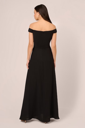 Adrianna Papell Crepe Overlay Black Dresses