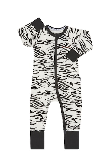 Bonds Grey Mono Zebra Print Zip Sleepsuit