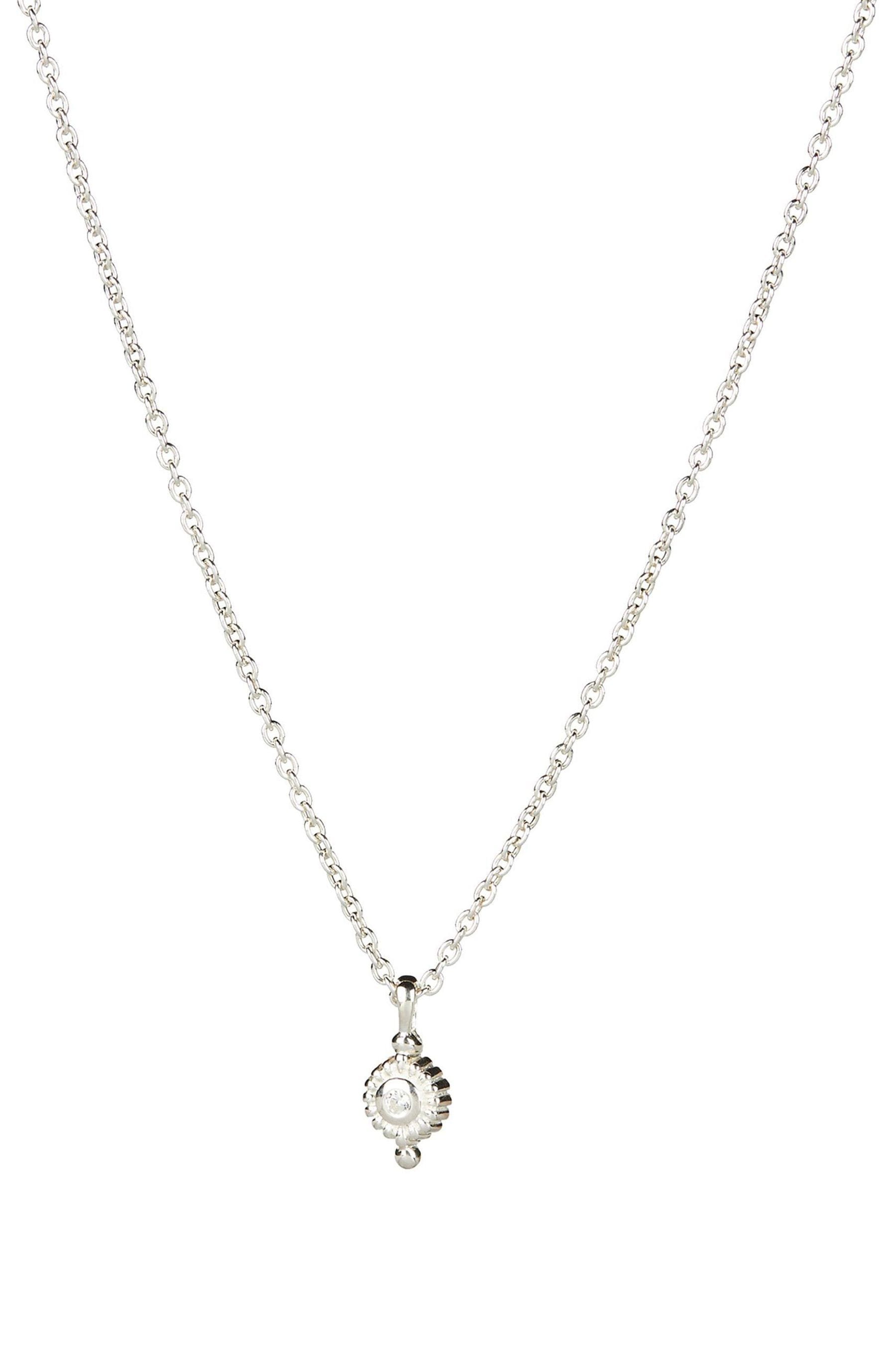 Oliver Bonas Silver Tone Afan Circle Charm Pendant Necklace