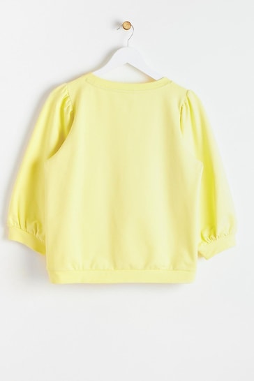 Oliver Bonas Yellow Puff Sleeve Pleated Sweatshirt