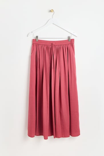 Oliver Bonas Rose Pink Pleated Midi Skirt