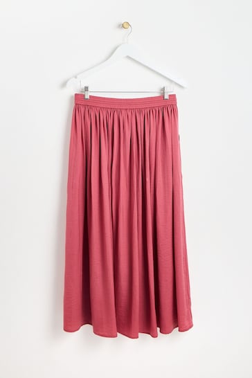 Oliver Bonas Rose Pink Pleated Midi Skirt
