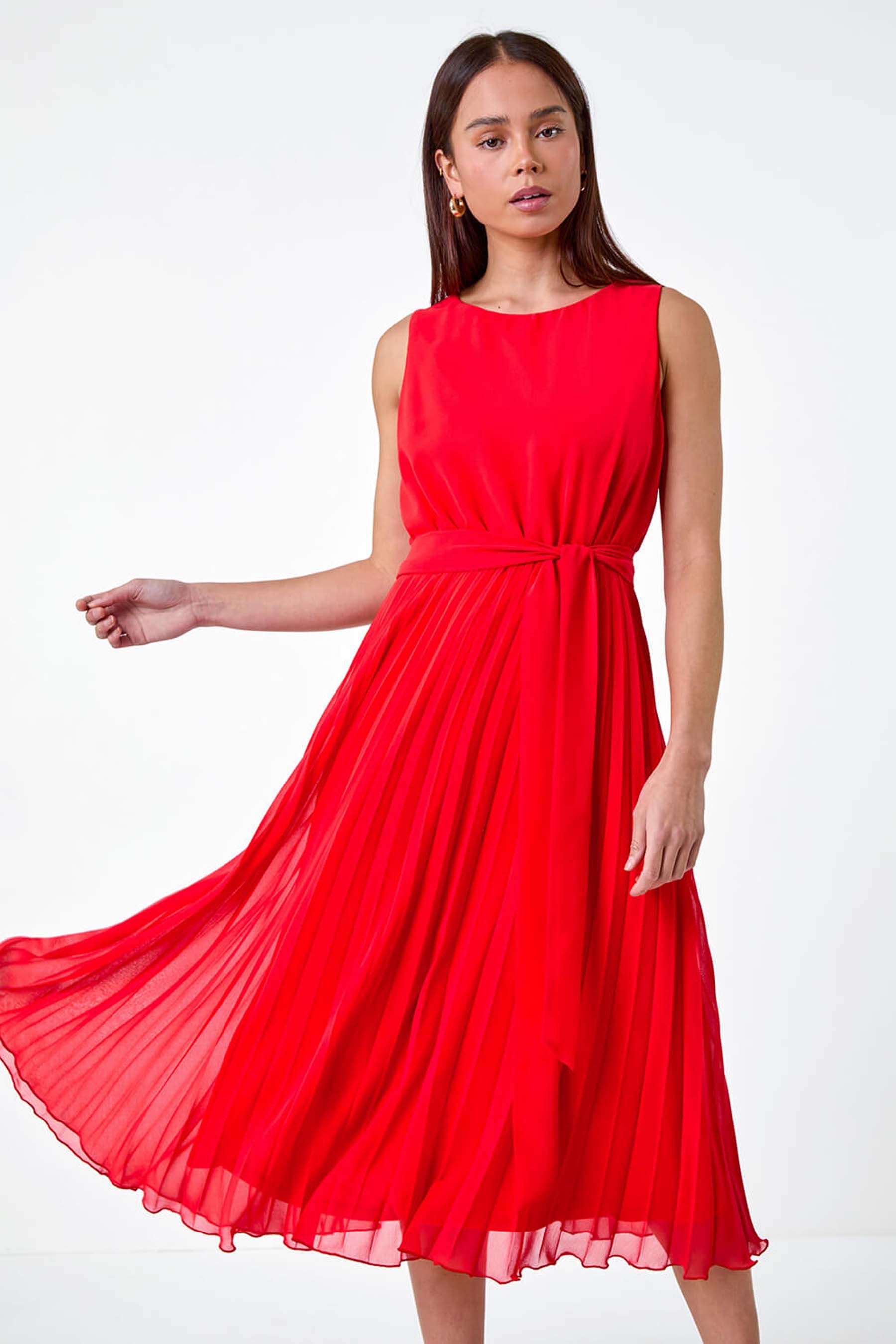 Buy Roman Red Pleated Midi Dress from the Next UK online shop