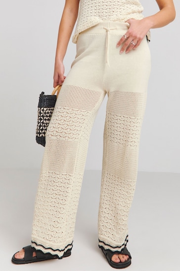 Simply Be Cream Crochet Trousers