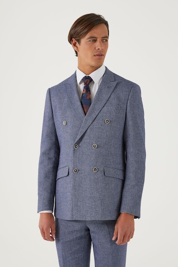 Skopes Tailored Fit Herringbone Double Breasted Suit: Jacket