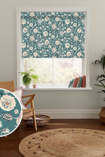 Cath Kidston Teal Blue Strawberry Gardens Made to Measure Roller Blind